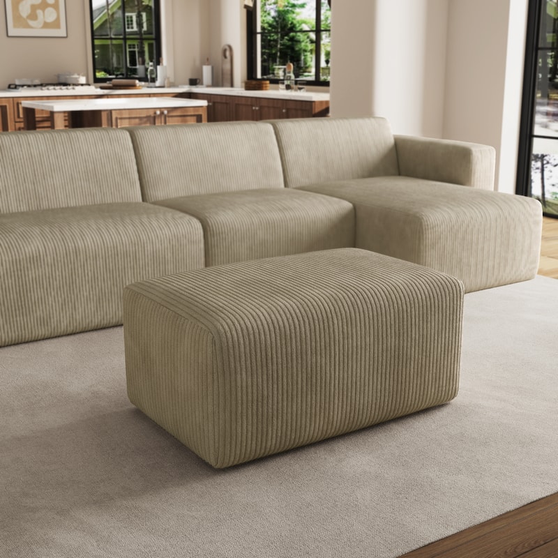 Modern 35" W Rectangular Corduroy Fully Sponge Molded Ottoman