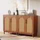 preview thumbnail 9 of 19, Set of 2 Rattan Sideboard, 59 Inch Buffet Cabinet with Doors, Accent Cabinet