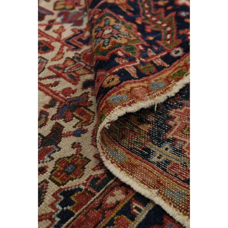 Hand Knotted Oriental 100% Wool Carpet Traditional Medallion Oranges & Rust Heriz Area Rug - 11' 6'' X 9' 1''