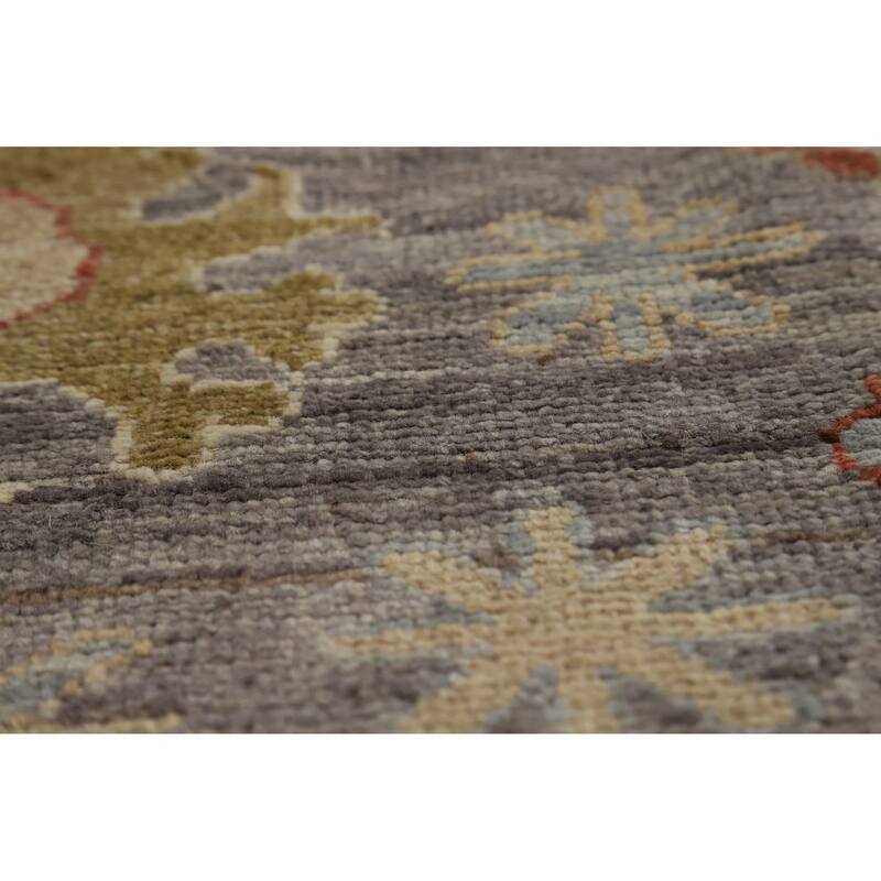 Hand Knotted Oriental 100% Wool Carpet Transitional All-Over Greys & Charcoal Oushak Area Rug - 9' 10'' X 7' 11''