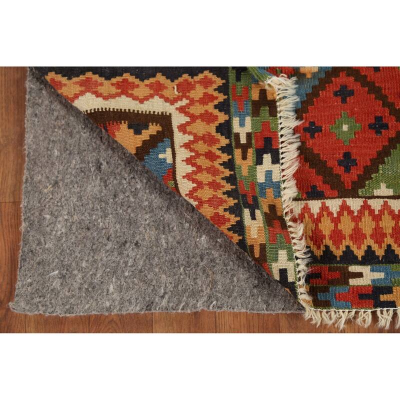 Vegetable Dye Kilim Qashqai Persian Rug Hand-Knotted Wool Carpet - 3'5"x 4'8"