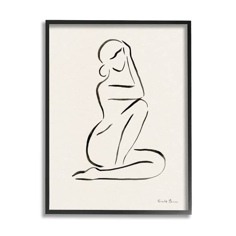 Stupell Minimal Nude Woman Framed Giclee Art Design by Farida Zaman - 11 x 14 - Black