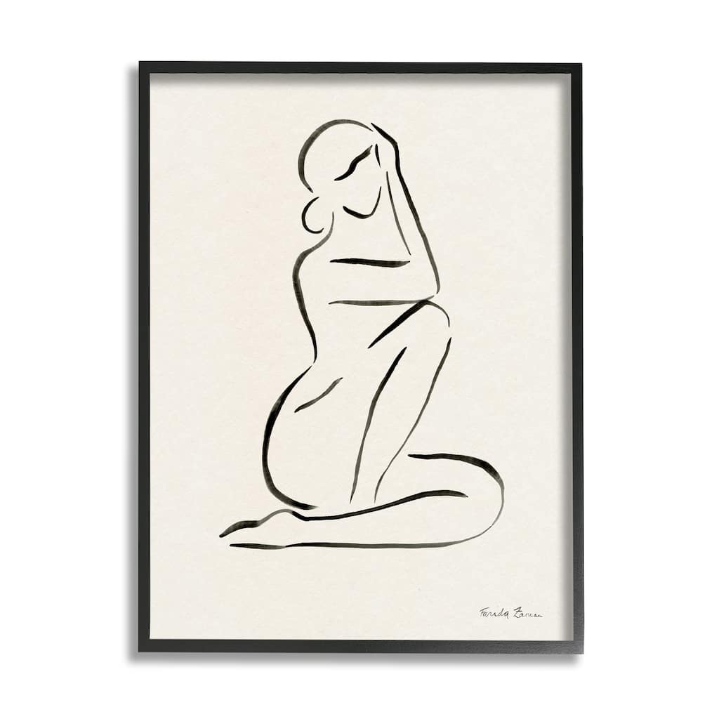 Stupell Minimal Nude Woman Framed Giclee Art Design by Farida Zaman