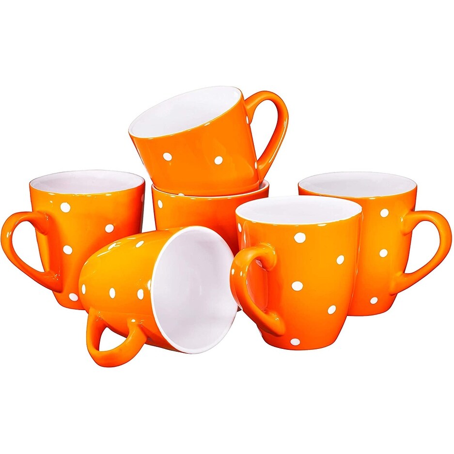 Polka Dot Coffee Mug Set Set of 6 Large-sized 16 Ounce Ceramic Coffee Mugs  Restaurant Coffee Mugs - Bed Bath & Beyond - 34537550