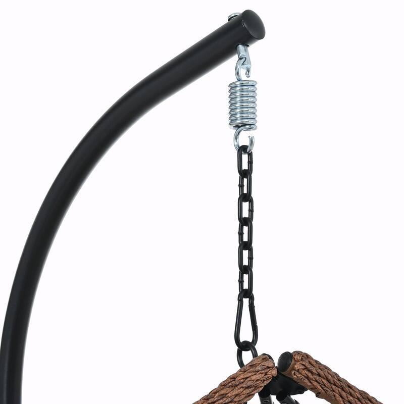 Indoor Outdoor Hanging Hammock Chair with Stand, Foldable Rattan Egg Swing Chair with Cushion & Headrest