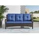 preview thumbnail 1 of 24, Gymojoy Outdoor Wicker Patio Sofa 3-Seat Rattan Sofa Furniture Brown/Blue