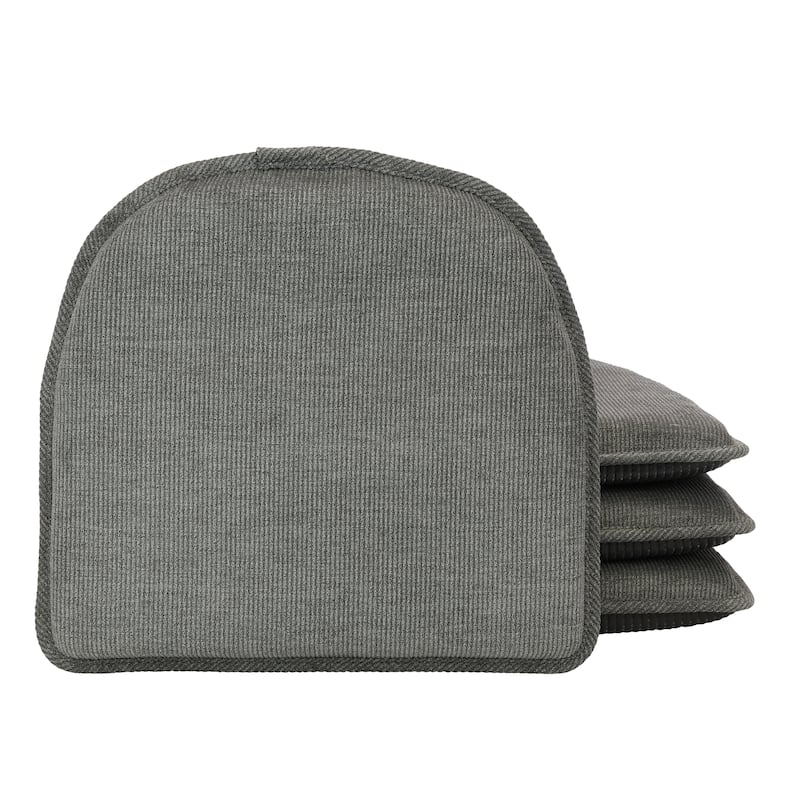 Klear Vu The Gripper Corduroy Non-Slip Chair Cushions - Grey - Set of 4