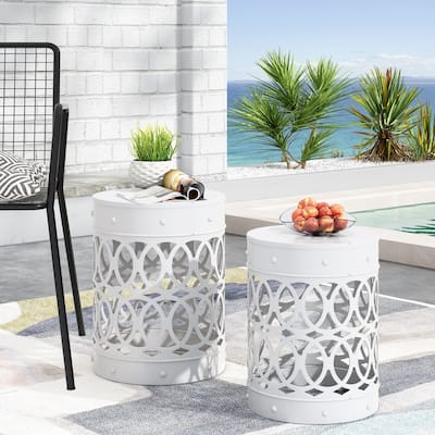 Mellie Outdoor Outdoor Metal Side Tables (Set of 2) by Christopher Knight Home