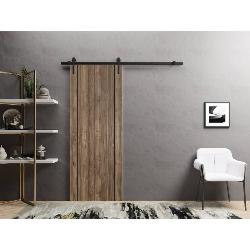 Sturdy Barn Door 18 x 80 Planum 0016 White Silk with 6.6FT