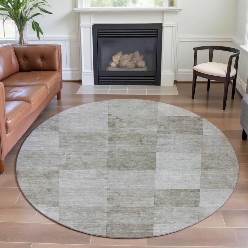 Premium Washable Super Soft Contemporary Squares Mayfield Rug - Beige - 8' x 8'