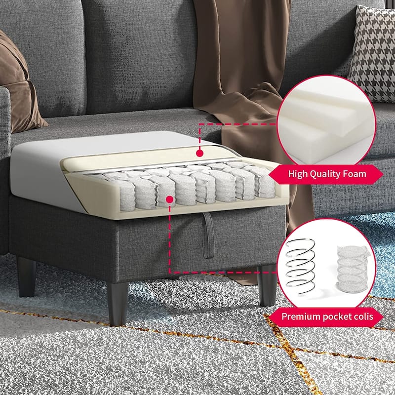 Mixoy 78"Sectional Sofa with Ottoman, Free Combination L Shaped Sofa Couch Set