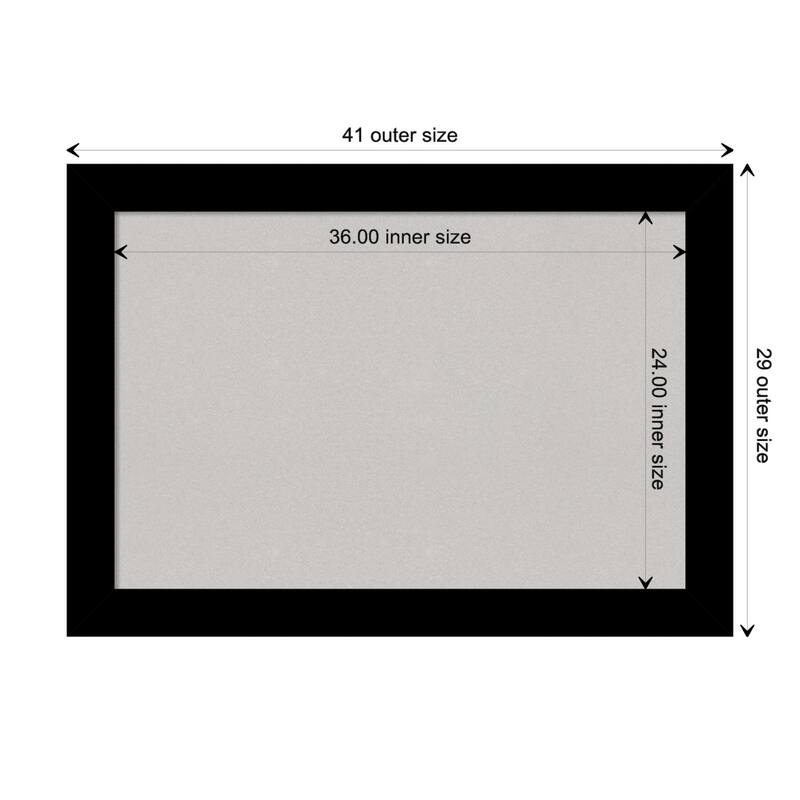 Basic Black Wood Framed Grey Corkboard Bulletin Board - Basic Black - Board Size 36x24