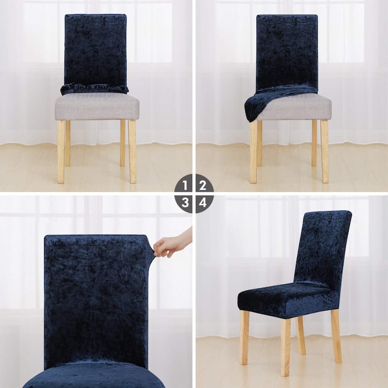 Deconovo Velvet Stretch Polyester Chair Slipcovers, Set of 4