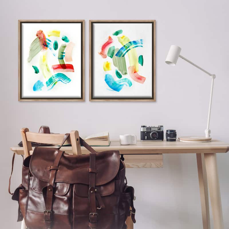 Stupell Macarana Abstract Hues Framed Floater Canvas Wall Art Design By Gemma Bardot (Set of 2)