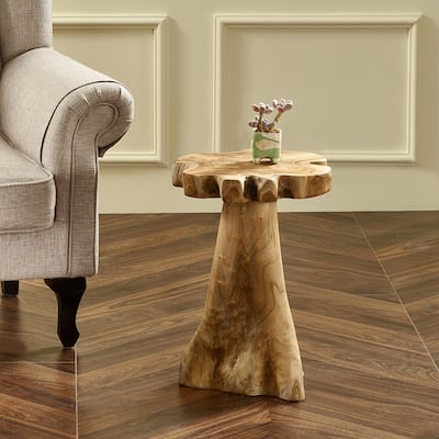 Greenage Teak Plant Stand Natural Edge Side Table