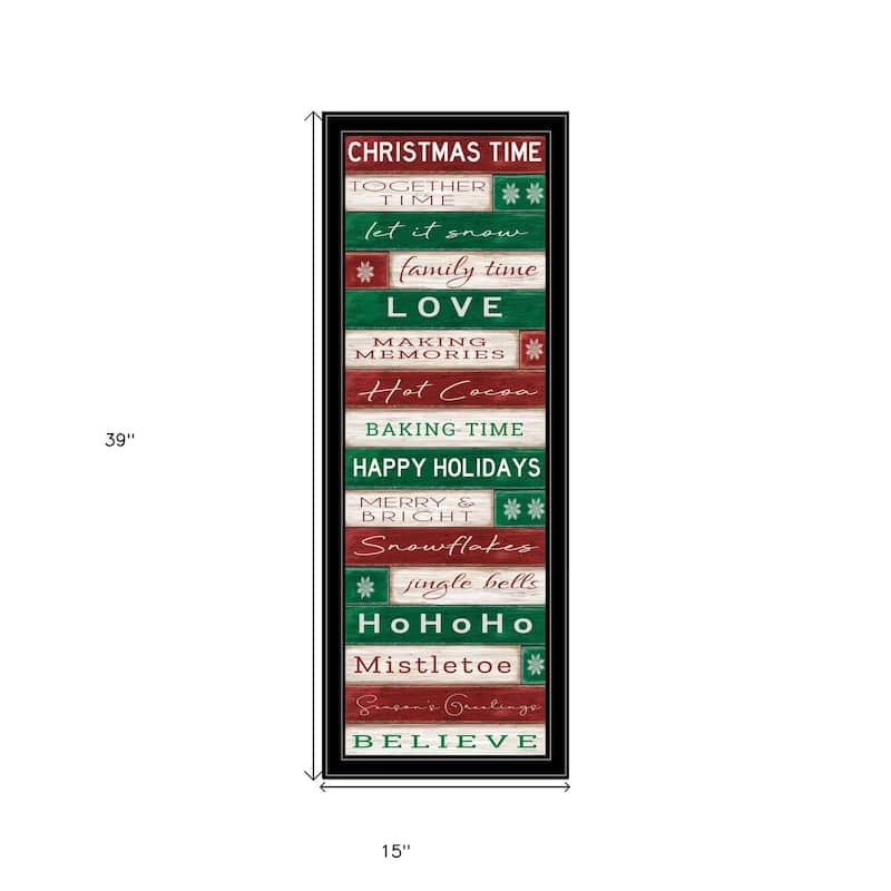 HomeRoots Christmas Time Black Framed Wall Art