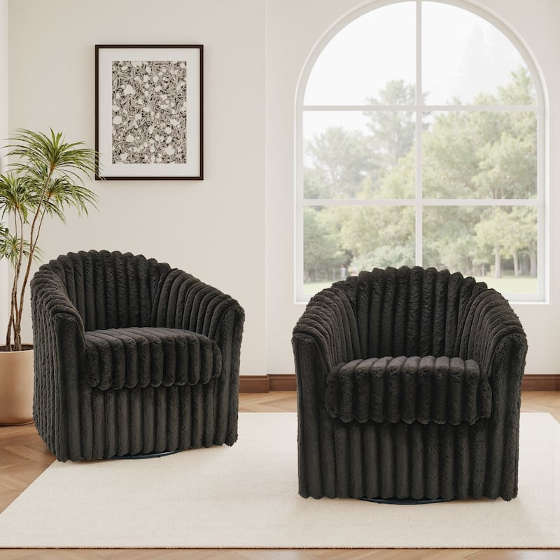 Single Sofa Armchair Swivel Barrel Chair (Set of 2)