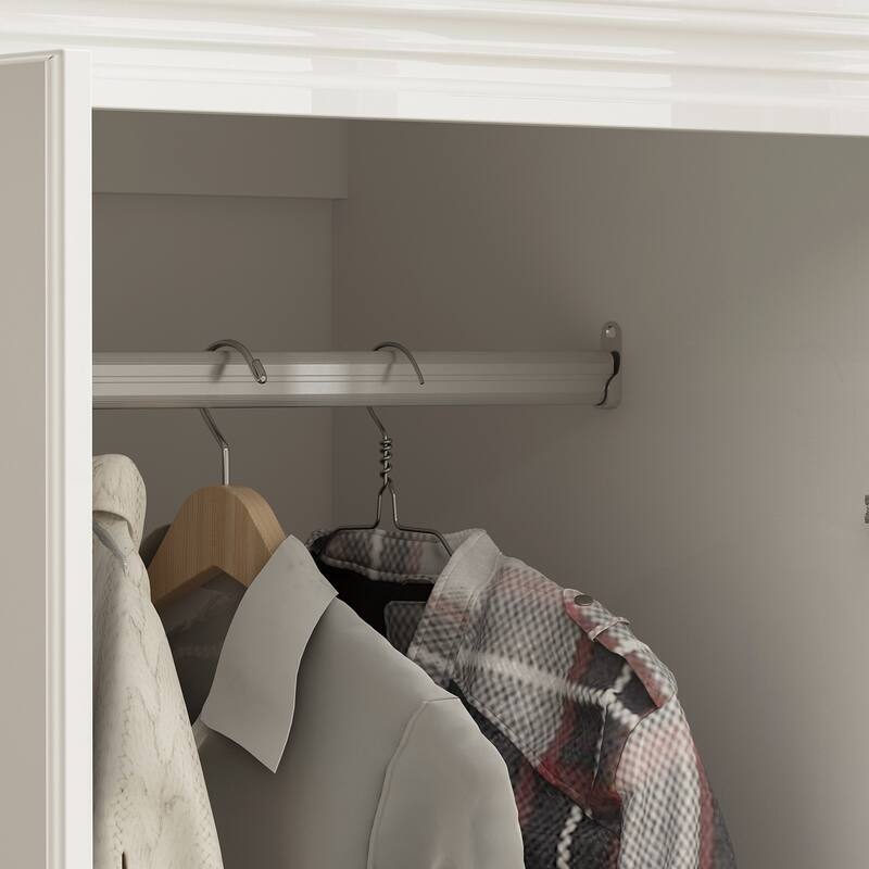 Modern Freestanding Wardrobe Armoire Closet High Cabinet Storage White - 93.7"H