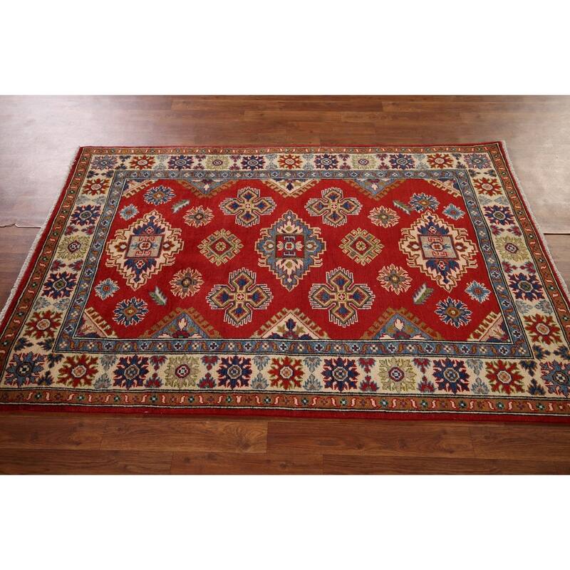 Oriental Orange Kazak Area Rug Hand-Knotted Bedroom Wool Carpet - 3'11" x 6'0"