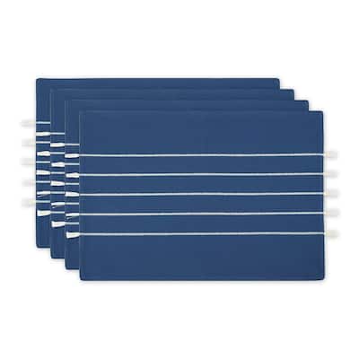 Gray and White Stripe Tassel Placemat (Set of 4)