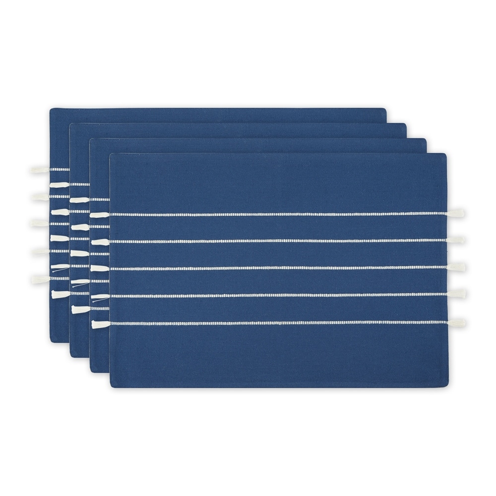 Gray and White Stripe Tassel Placemat (Set of 4)
