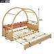 preview thumbnail 4 of 22, Twin Size Stretchable Vaulted Roof Bed, Children's Pine Wood Bed Frame with Three-Sided Guardrail, No Noise/Easy Assembly