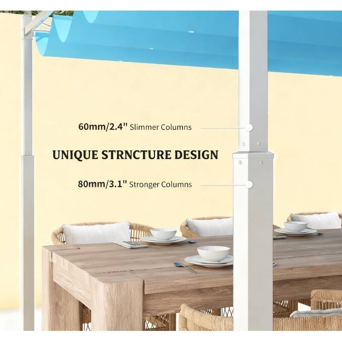 GDFStudio - Vincent Modern Outdoor Pergola with Retractable Canopy and Secure Magnetic Design