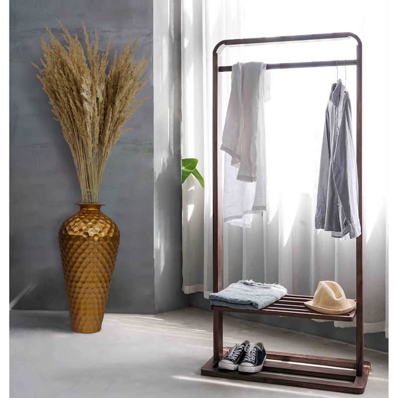 Decorative Modern Gold Metal Hammered Floor Vase - Elegant 25-Inch-Tall Bottle Shape for Entryway, Living Room, or Dining Room