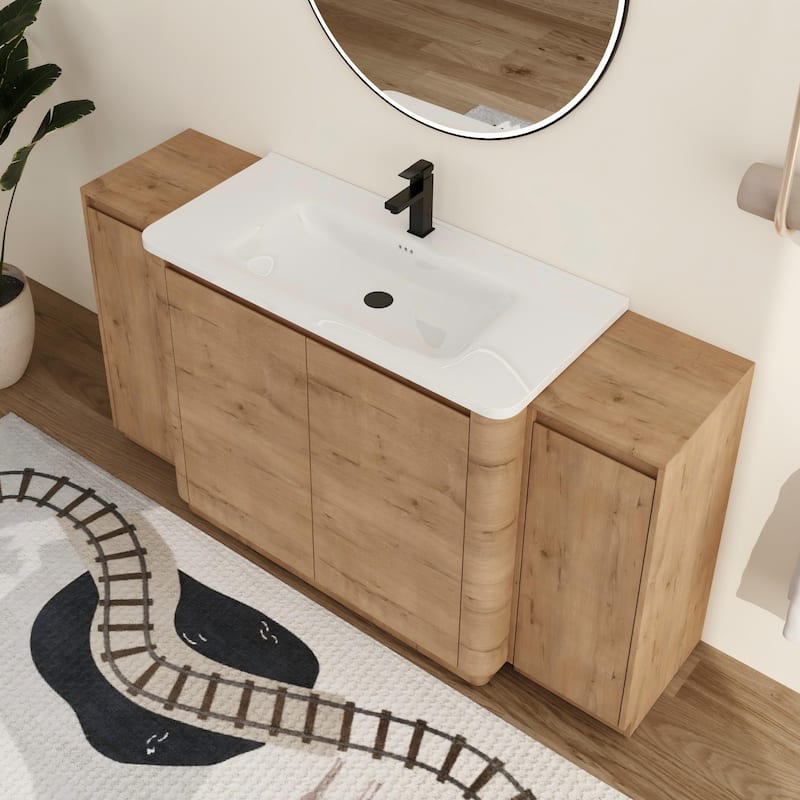 Malwee 36"/40"/48"/52"/60"/64"/84"/92" Bathroom Vanity with Sink, FreeStanding Bathroom Vanity with Door and Adjustable Shelf