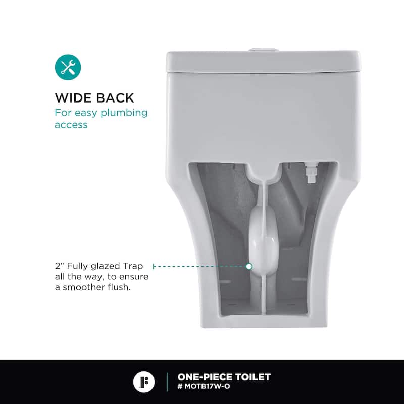 Fine Fixtures Dual-Flush One-Piece Toilet With High-Efficiency Flush, 12" Rough-in, Elongated bowl