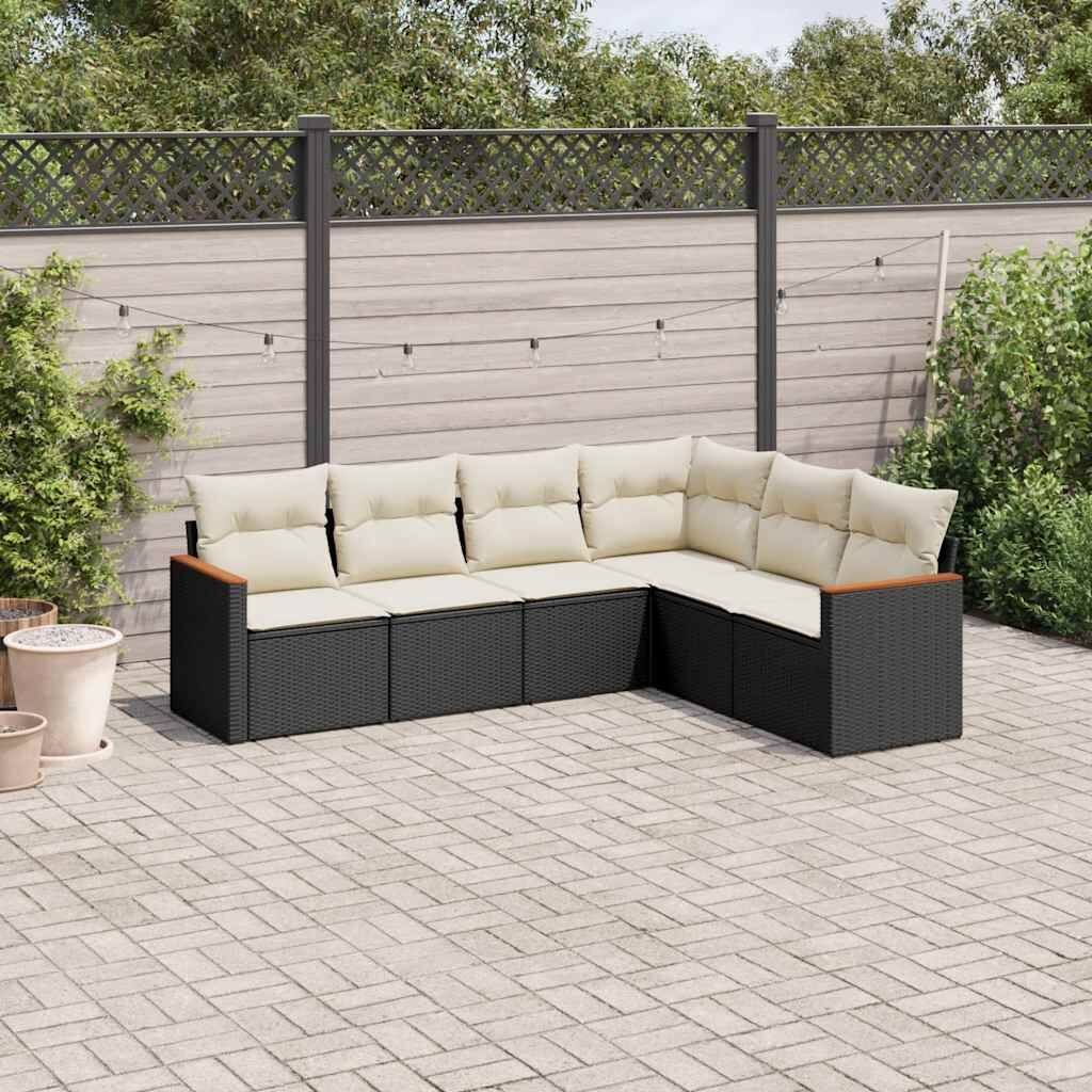 vidaXL Patio Sofa Set with Cushions Outdoor Conversation Furniture Poly Rattan