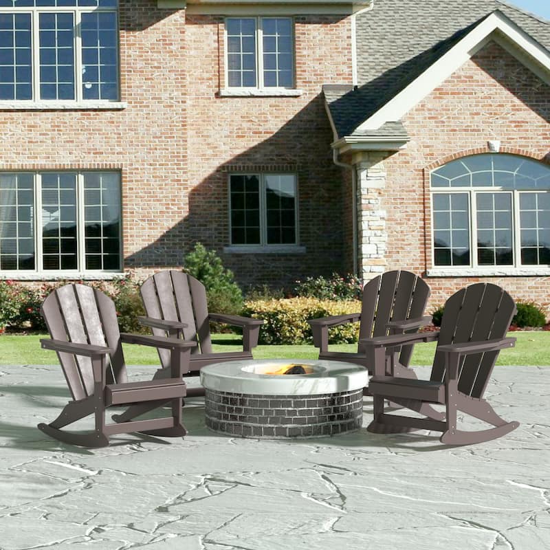 Polytrends Laguna Hdpe All Weather Outdoor Patio Rocking Chair (Set of 4) - Dark Brown