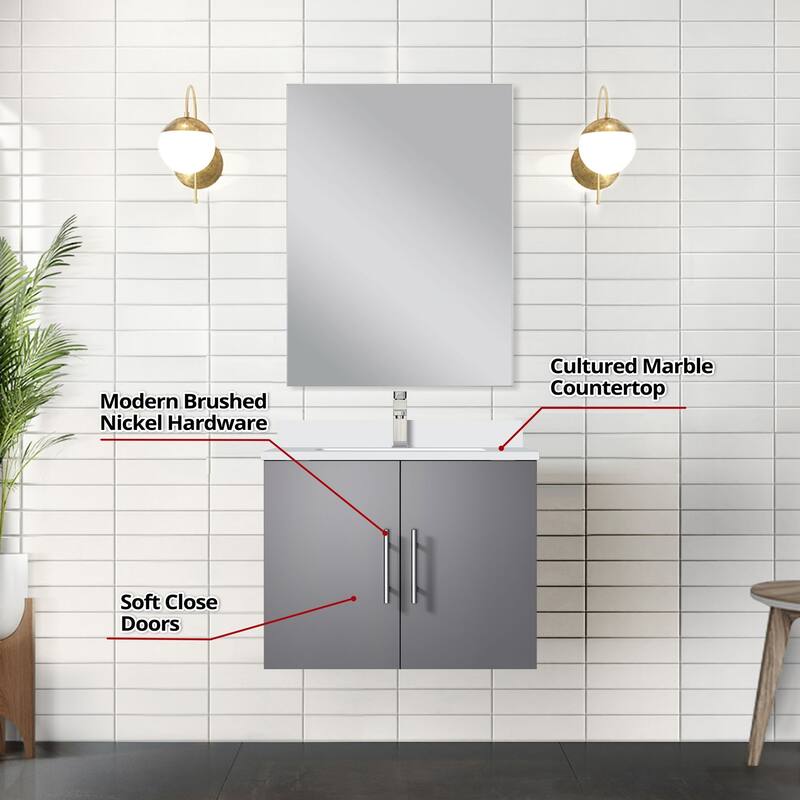 Bathroom Vanity Set with Marble Top, Single Hole Faucet, Mirror Included, Stainless Steel