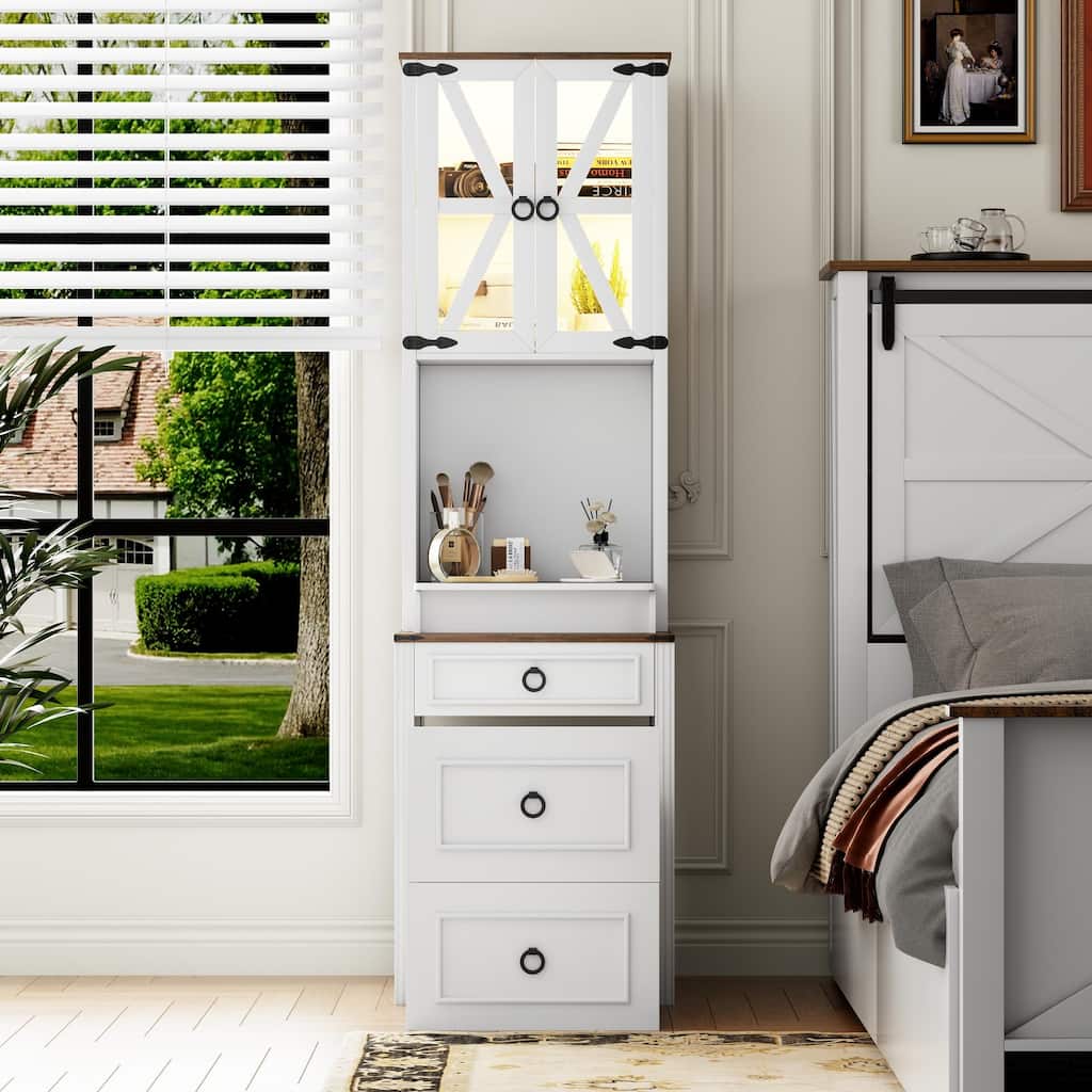 Makeup Vanity with Led Light and Hidden Storage