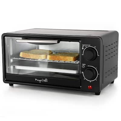 Counter Top Compact 9L Electric Toaster Oven with Rack in Black