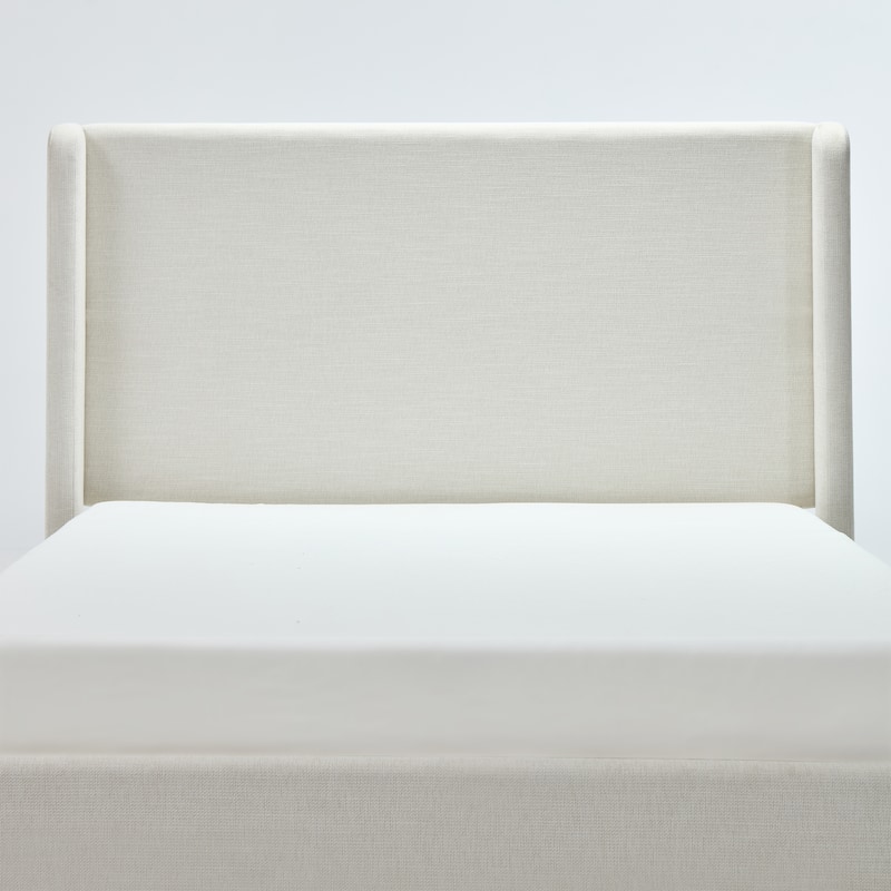 Christopher Knight Home - Carmen Upholstered Wingback Platform Bed Frame, Textured Ivory Chenille, No Box Spring Needed