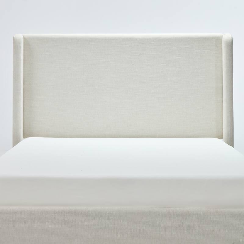Upholstered Wingback Bed / Upholstered Platform Bed Frame / 52.3" High Headboard / No Box Spring Needed / Easy Assembly / King