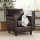 preview thumbnail 1 of 8, Leeds Brown Bonded Leather Club Chair by Christopher Knight Home Brown