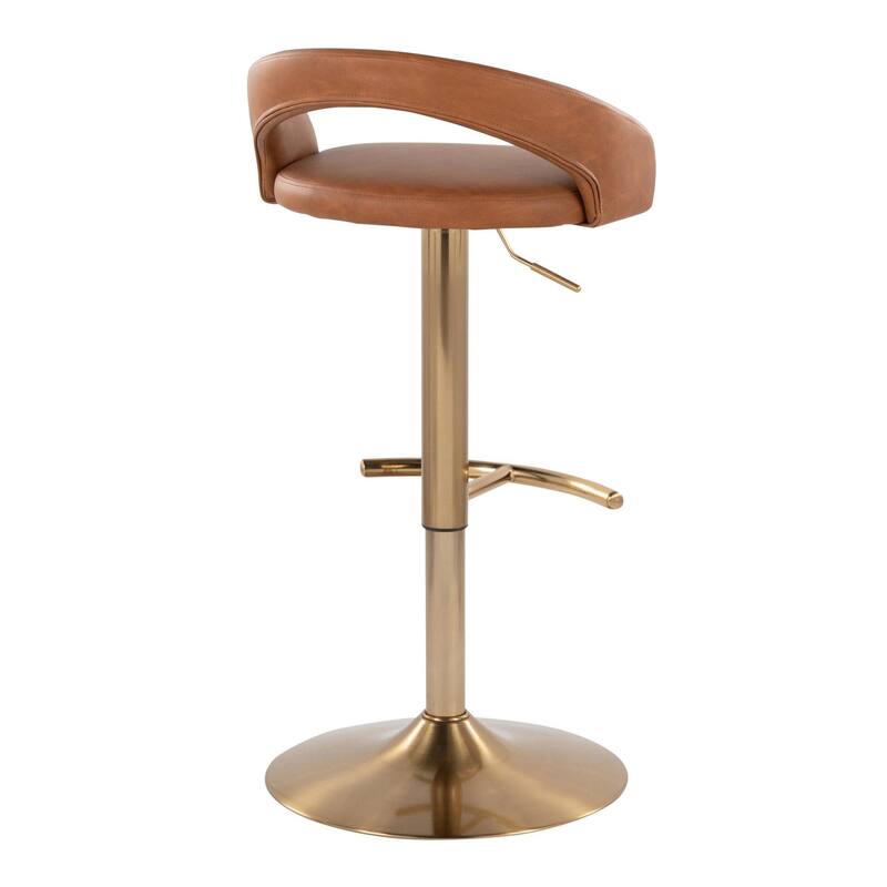 Grotto Upholstered Adjustable Barstool with Gold Base