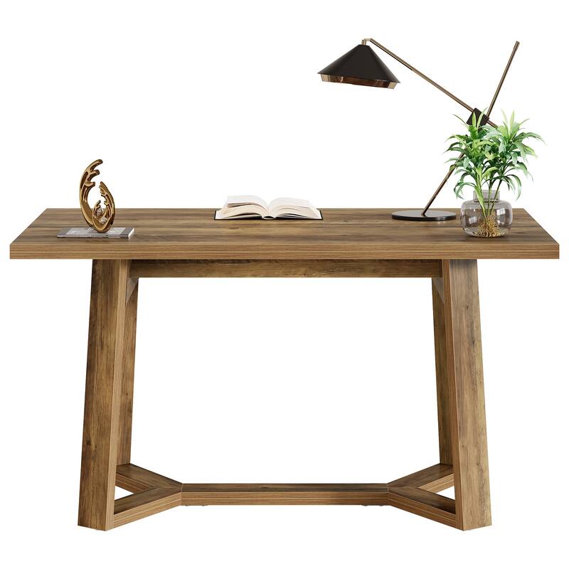 Wood Executive Home Office Desk, Simple Computer Writing Workstation Study Accent Table, Office Study Room
