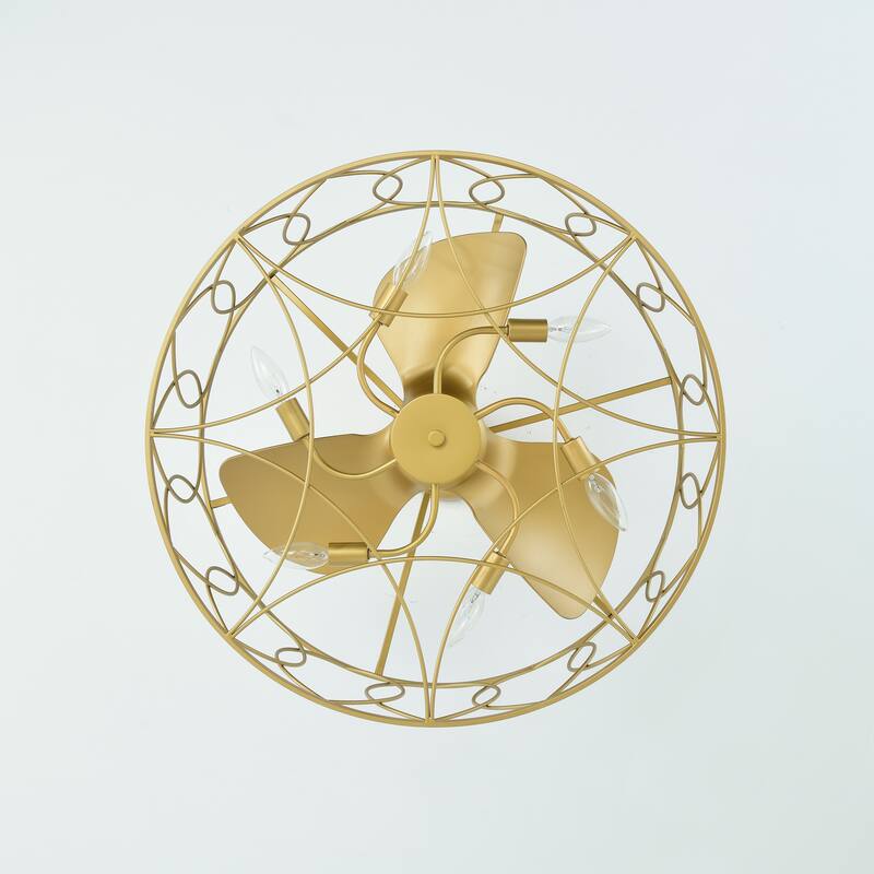 Kauri 26-inch Matte Gold 6 Lights 3 Blades Lighted Ceiling Fan with Remote