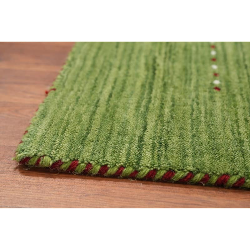 Hand Knotted Oriental 100% Wool Carpet Tribal Animal Pictorial Green Gabbeh Area Rug - 9' 0'' X 5' 10''