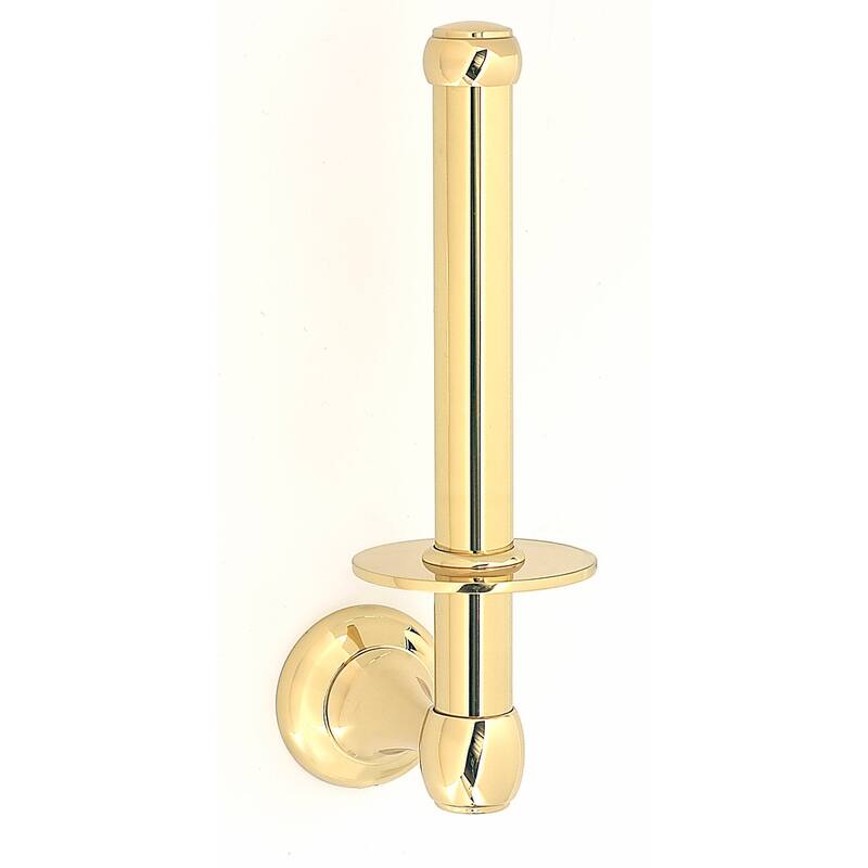 Alno Royale 8 Inch Tall Vertical Drop Down Toilet Tissue Paper Holder - Unlacquered Brass