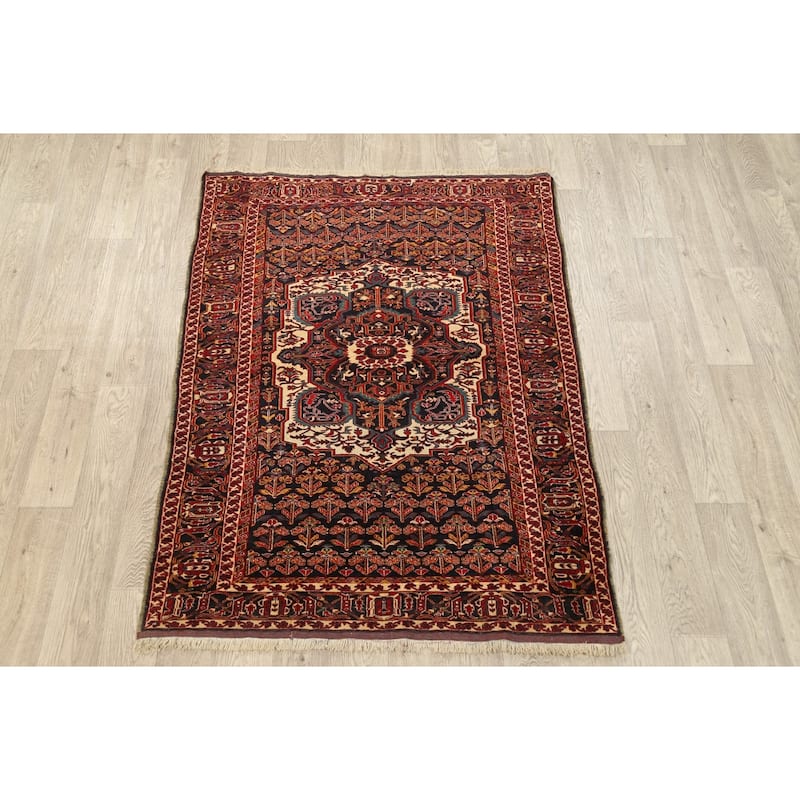 Vintage Madder Vegetable Dye Sarouk Farahan Persian Area Rug Handmade - 4'1" x 5'6"
