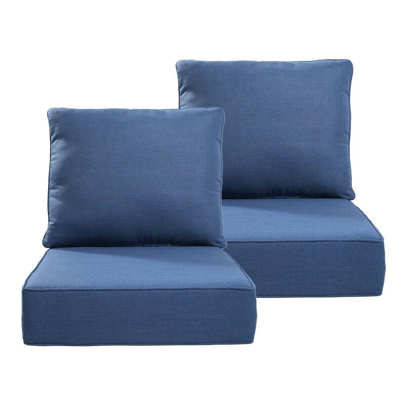 22" W x 24" D x 6" T Outdoor Lounge Chair Replacement Cushion Set Water and Fade Resistant - 2 Sets - Navy Blue