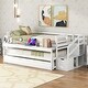preview thumbnail 2 of 7, Simple Design Pine wood+MDF Twin Size Daybed with Double Trundle, Flexible Desk and Storage Staircase.
