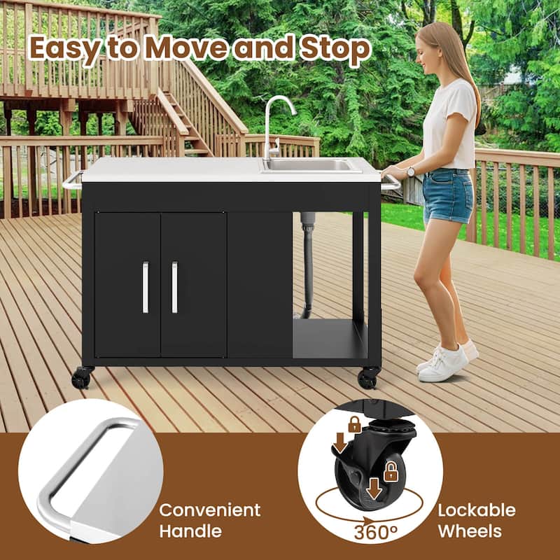 Costway 56" Outdoor Grill Table with Sink & Drainage with Stainless - See Details