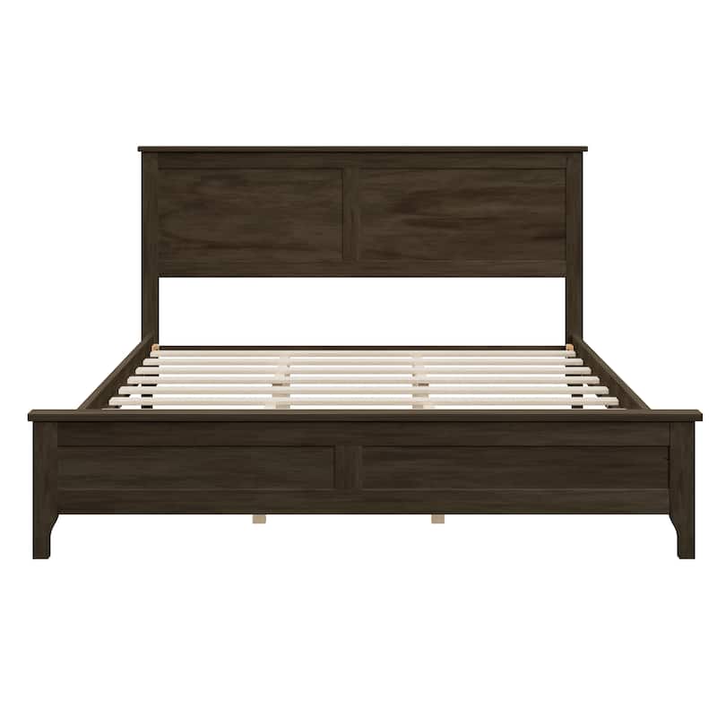 Wood Platform Bed Minimalist Bed Frame Mid Century Retro Solid Wood Bed No Box Spring Needed, Compatible with Adjustable Bed