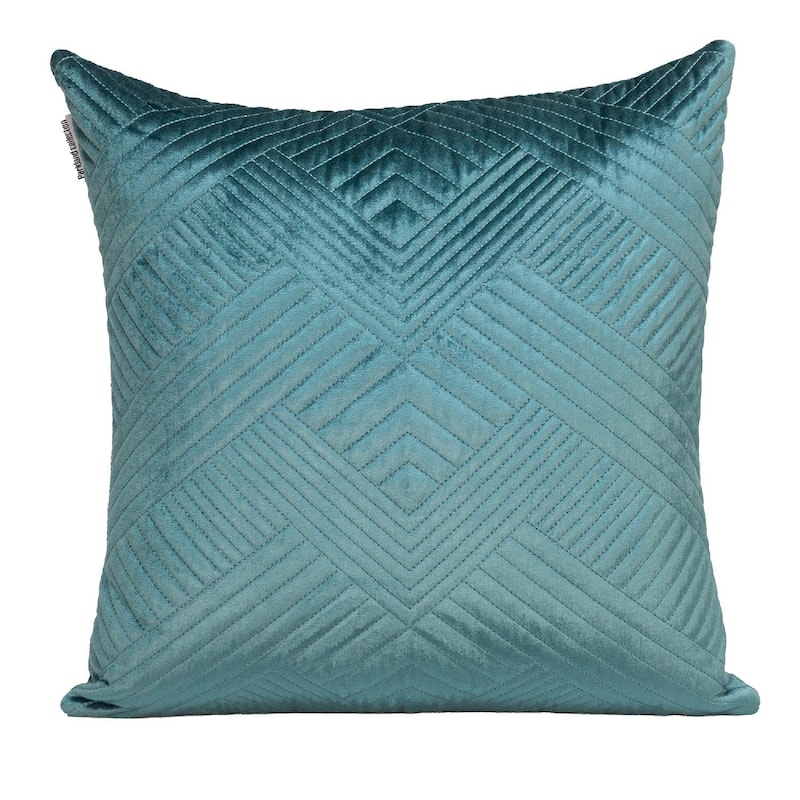 20" Teal Blue Transitional Quilted Throw Pillow