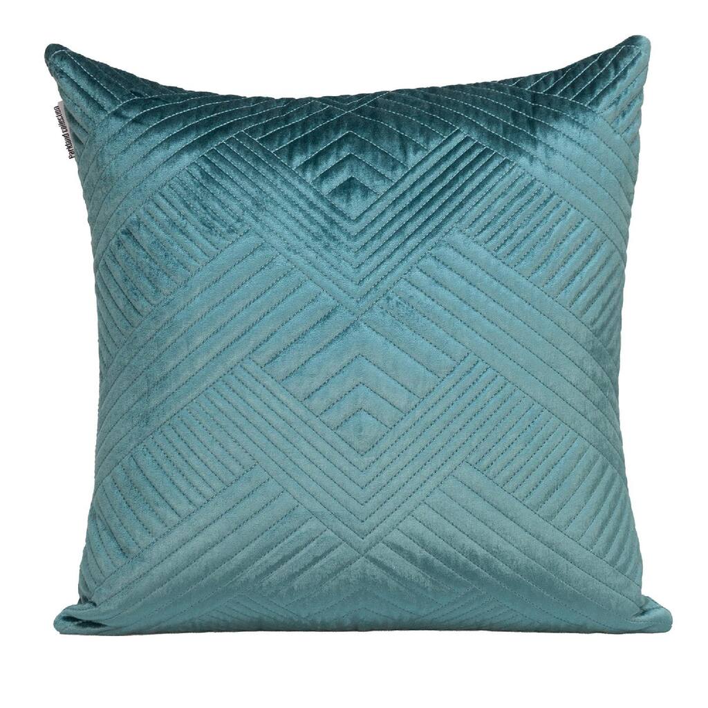 20" Teal Blue Transitional Quilted Throw Pillow